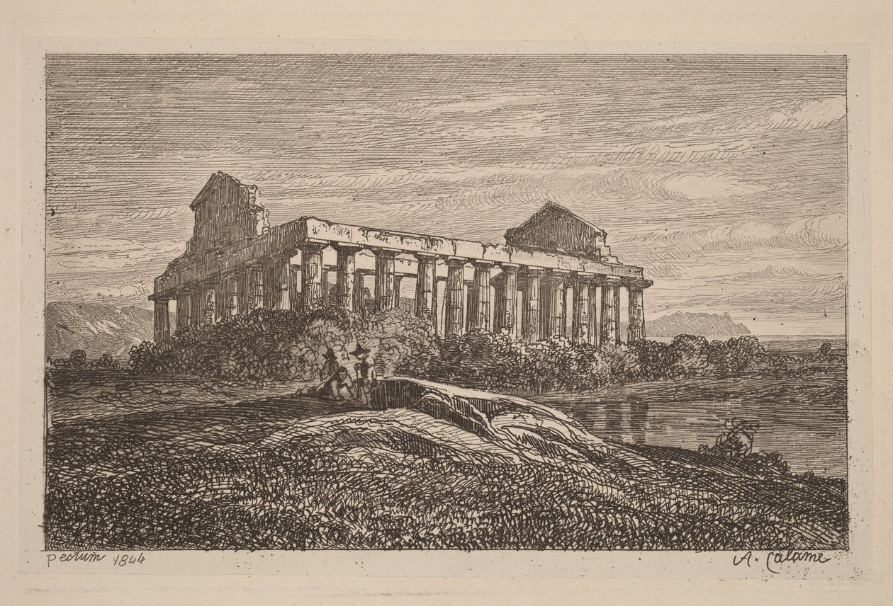 Ruins at Paestum by Alexandre Calame