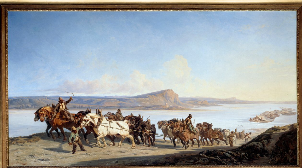 Towing Horses Serving Boat Lifts on the Rhone by Alexandre Dubuisson