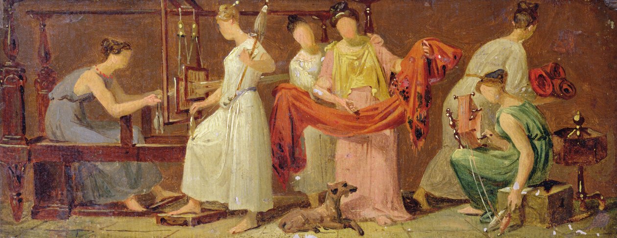 Six Women Weaving in an Interior by Alexandre Evariste Fragonard