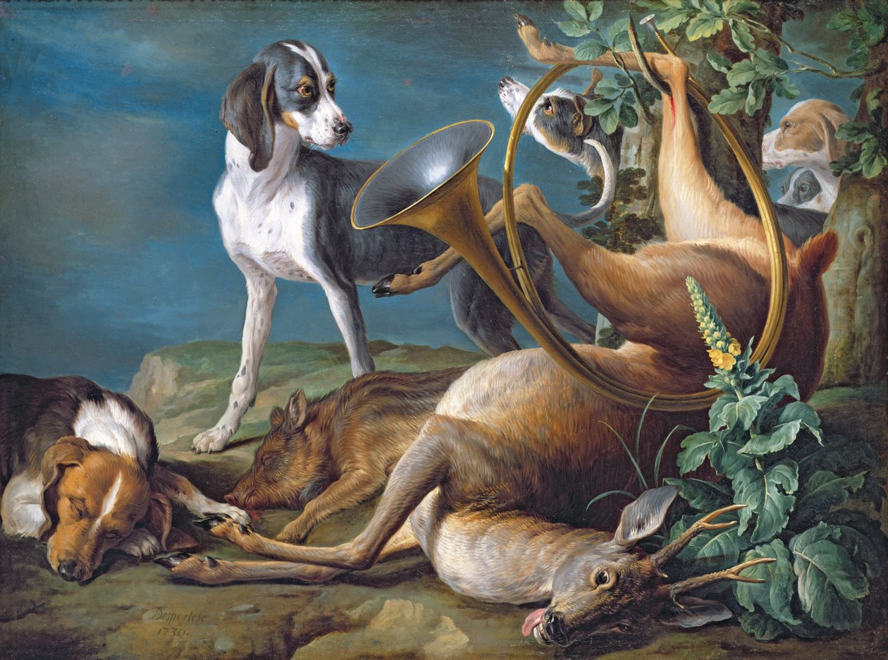 Still Life of Dead Game with Hounds, 1730 by Alexandre Francois Desportes