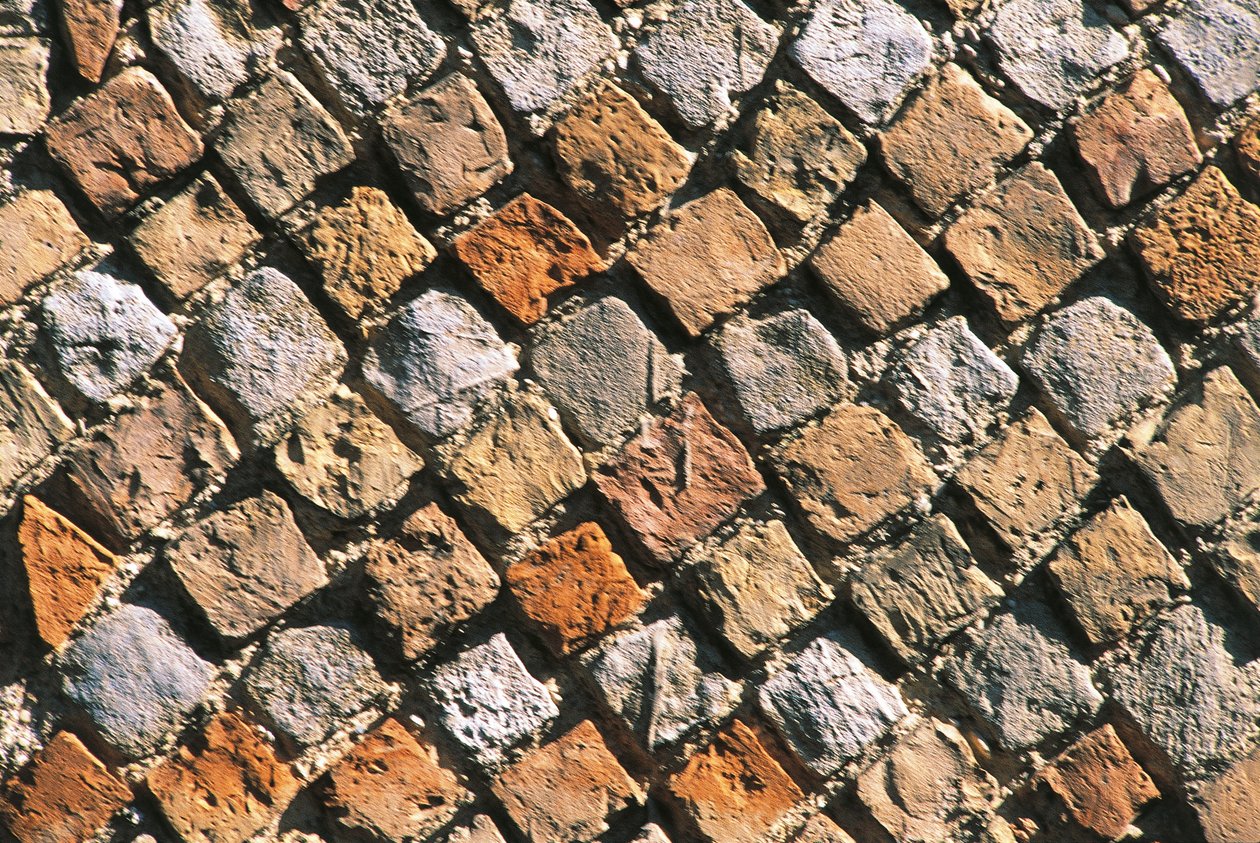 Close-up of an opus reticulatum floor. Civitella acropolis, Italy, Abruzzo Region, Chieti by Nicolas Toussaint Charlet