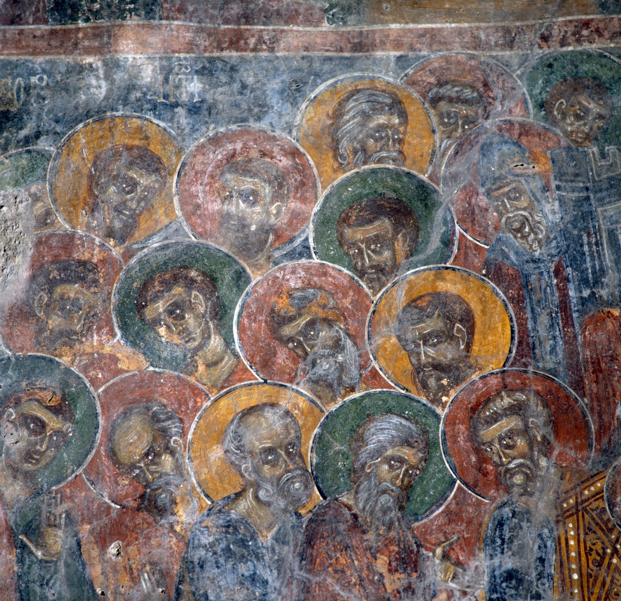 Group of saints, fresco in church in Anisaraki near Kandanos, Crete, Greece by Nicolas Toussaint Charlet