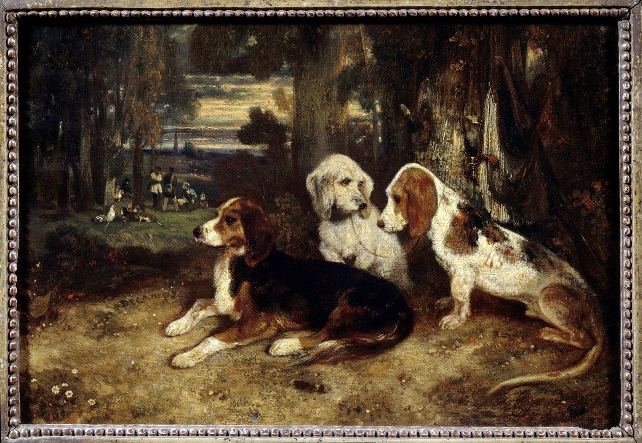 Hunting Dogs at Rest by Alexandre Gabriel Decamps