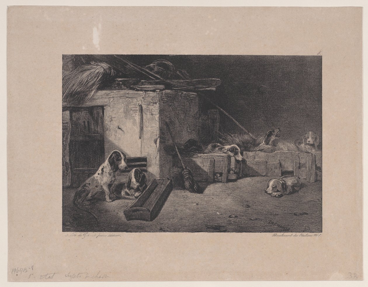 Interior of the Kennel, from the series Hunting Scenes by Alexandre Gabriel Decamps