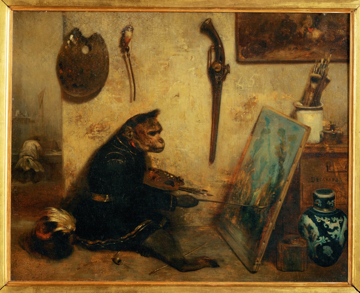 The Painting Monkey, also known as Interior of a Studio by Alexandre Gabriel Decamps
