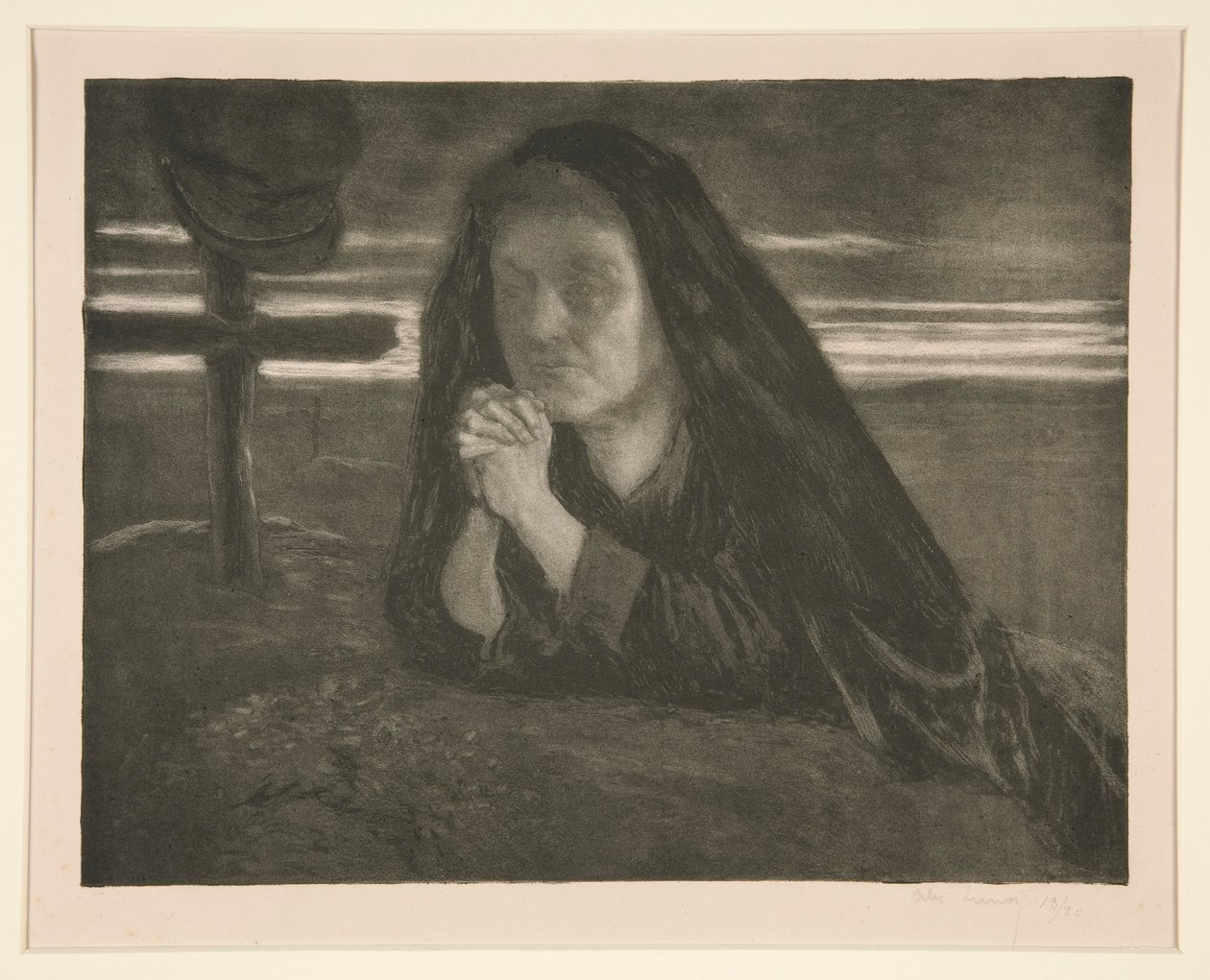 Untitled Study of Woman Praying at Soldier by Alexandre Lunois