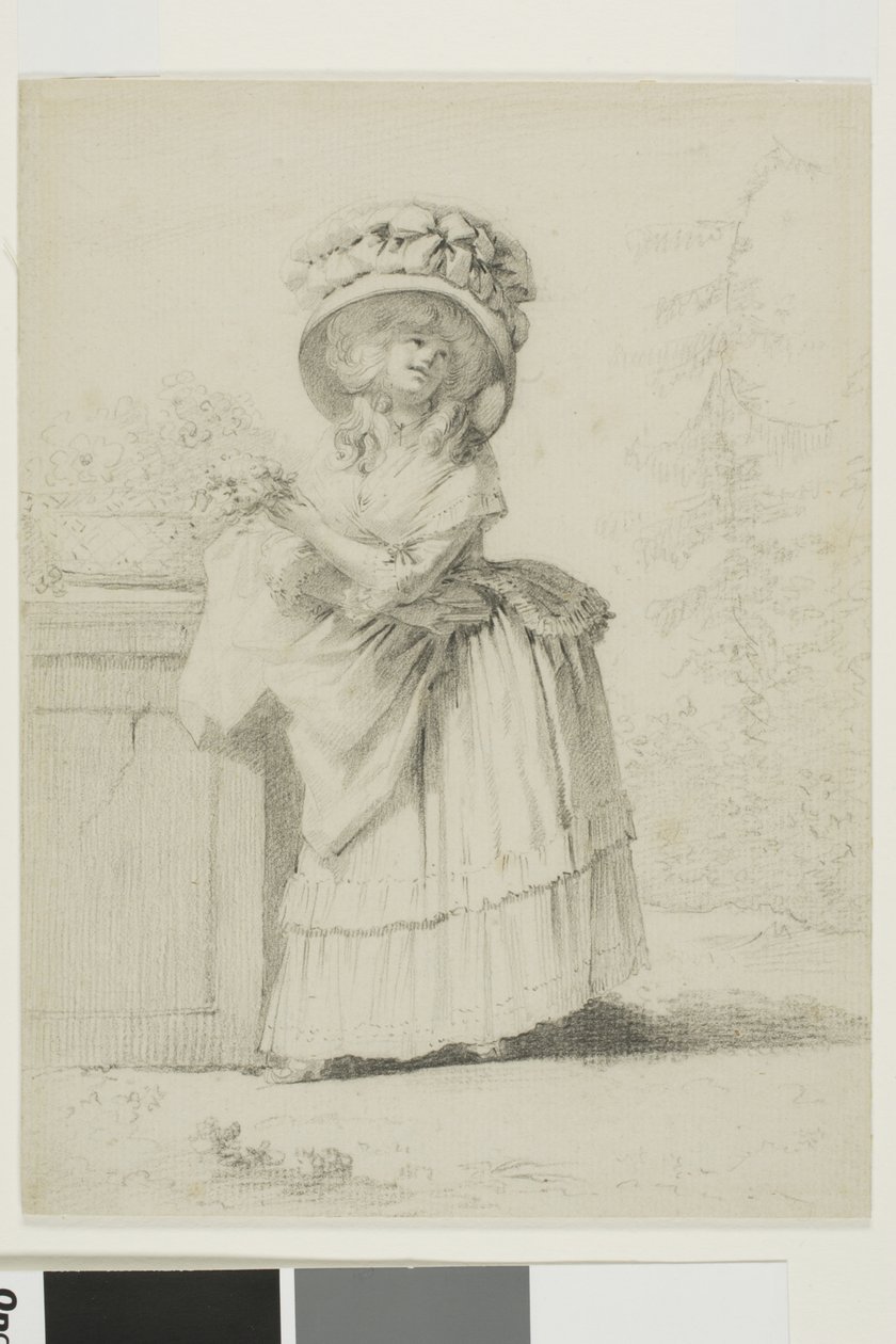 An Elegant Young Woman in a Garden by Alexandre Moitte