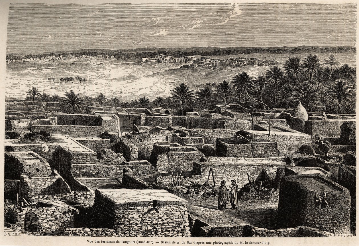 View of the terraces of Tougourt (Oued Rir) by Alexandre de (after) Bar