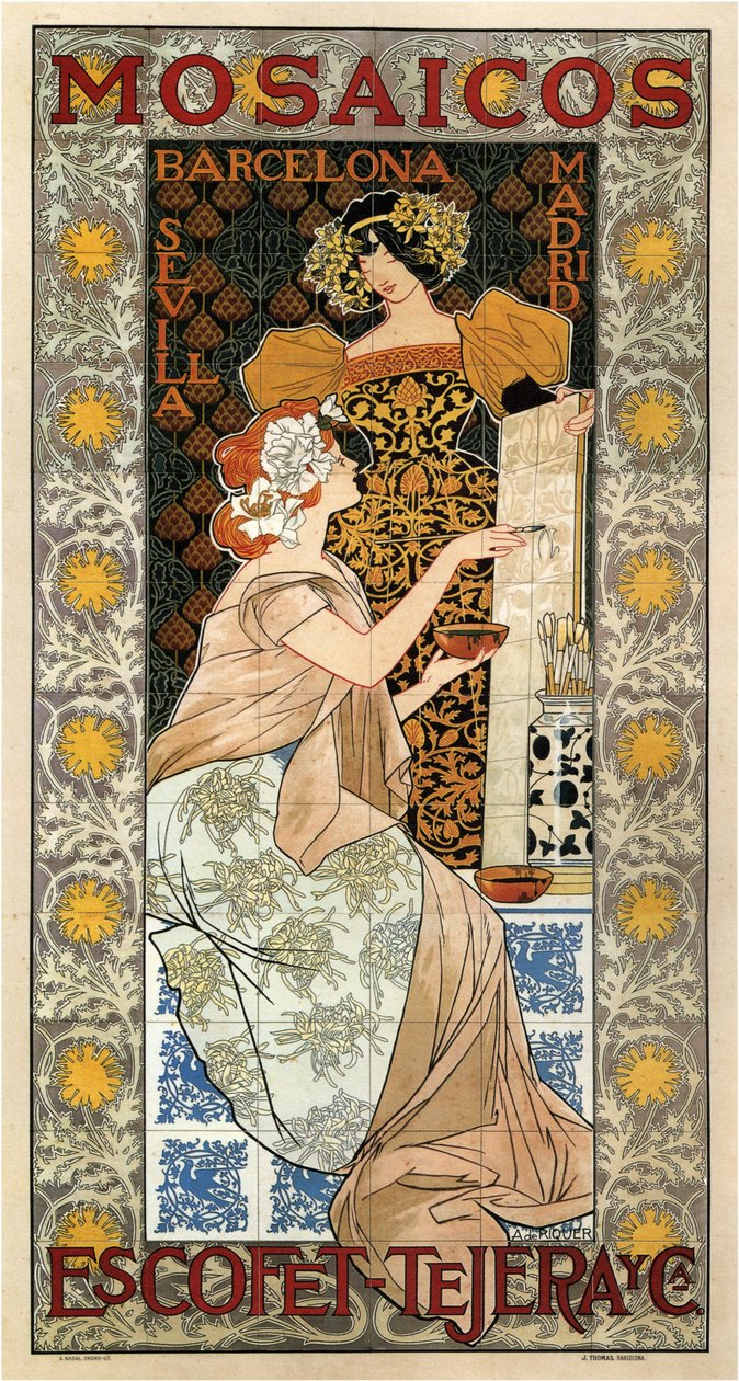 Mosaicos Escofet-Tejera Advertising Poster by Alexandre de Riquer