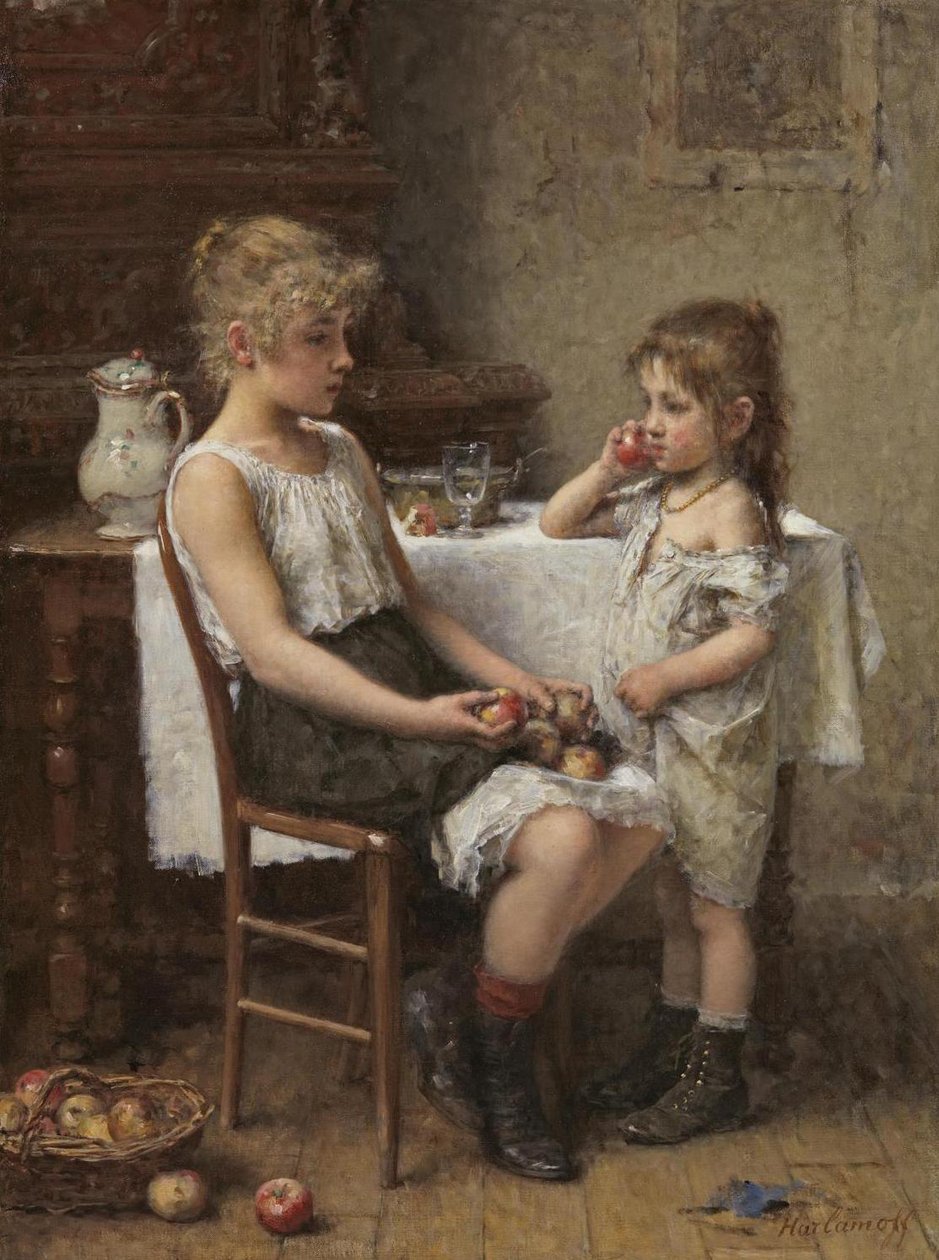 Children with Apples by Alexei Harlamov