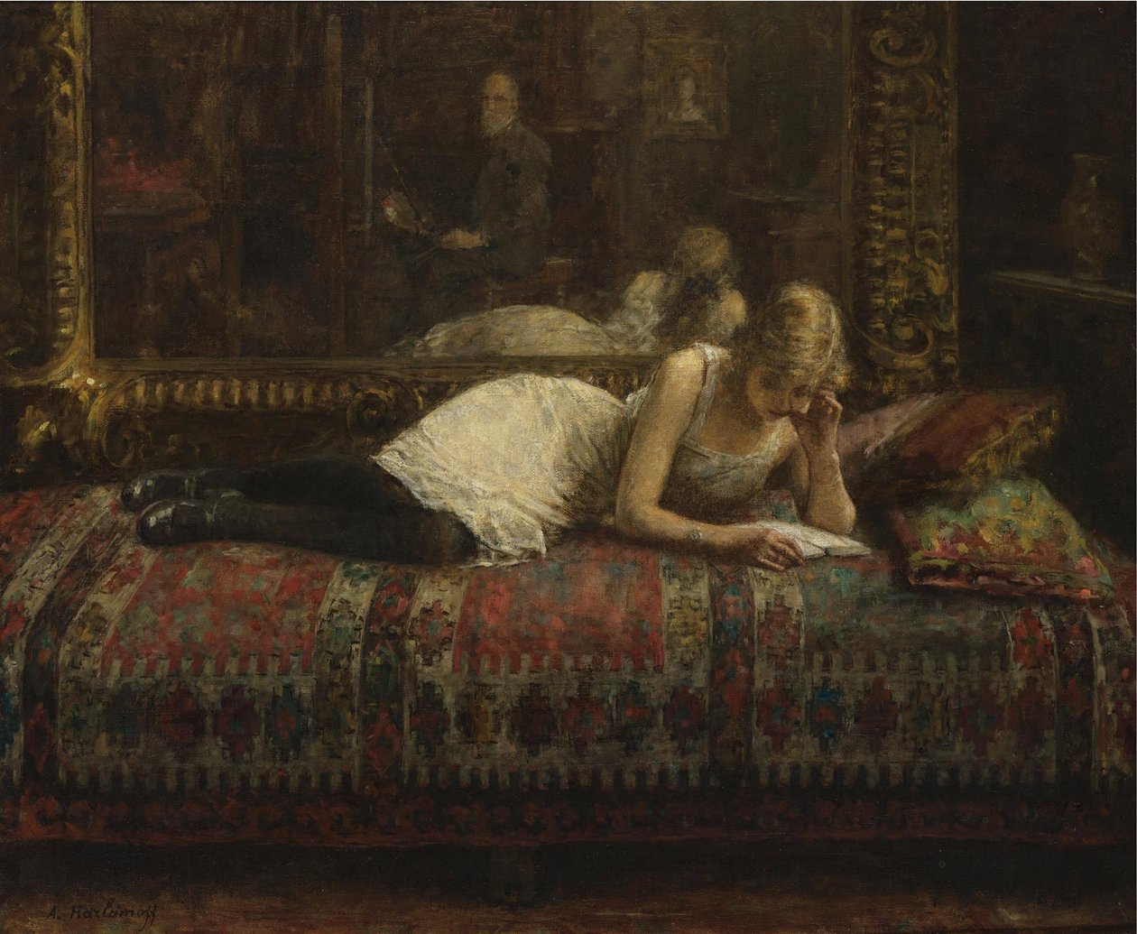 The Artist and His Model by Alexei Alexeyevich Harlamov, 1875 by Alexei Alexevich Harlamoff
