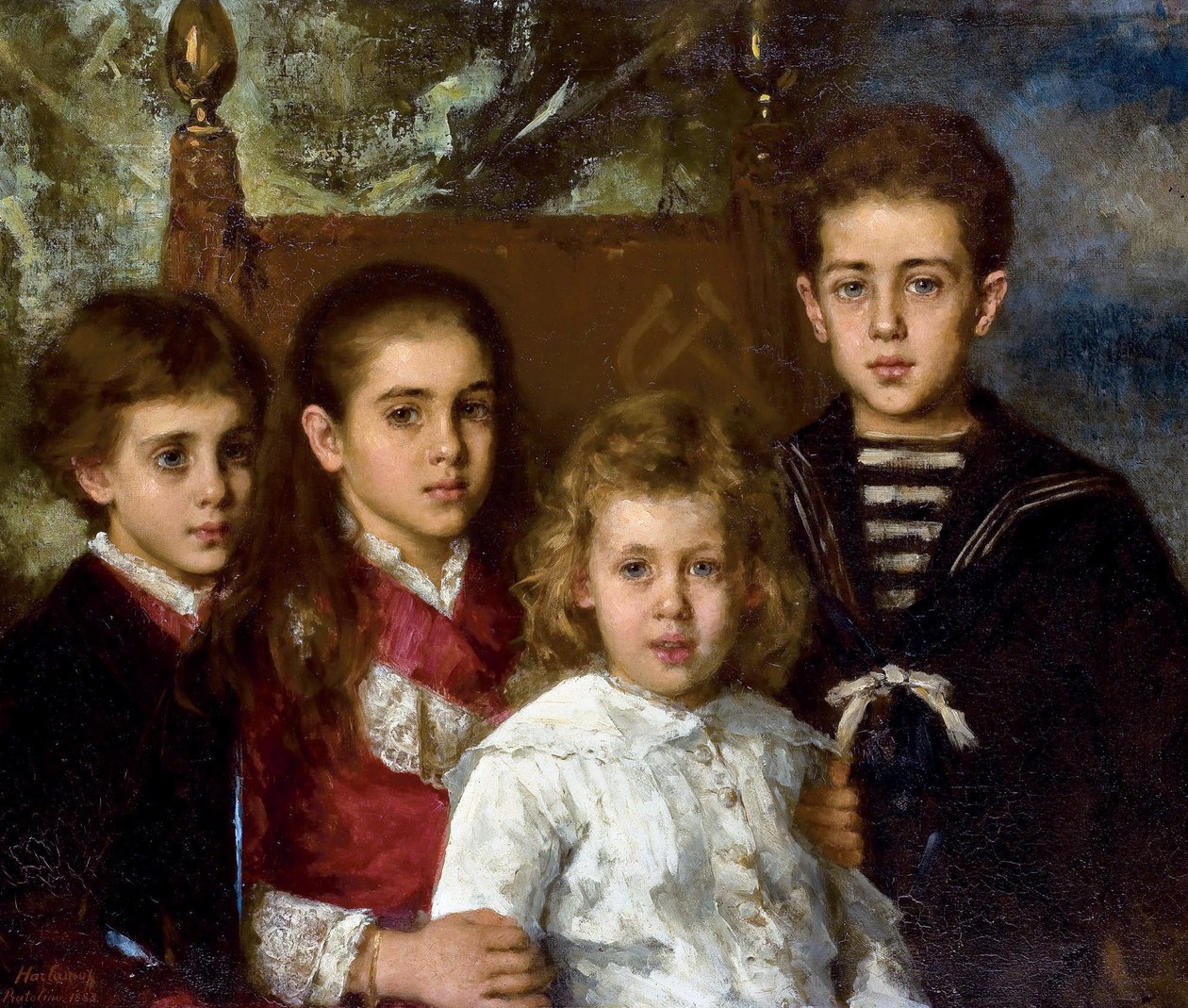 Portrait of the children of Paul Pavlovich Demidoff, 2nd Prince of San Donato, Aurore Anatol, Maria and Pavel by Alexei Alexevich Harlamoff