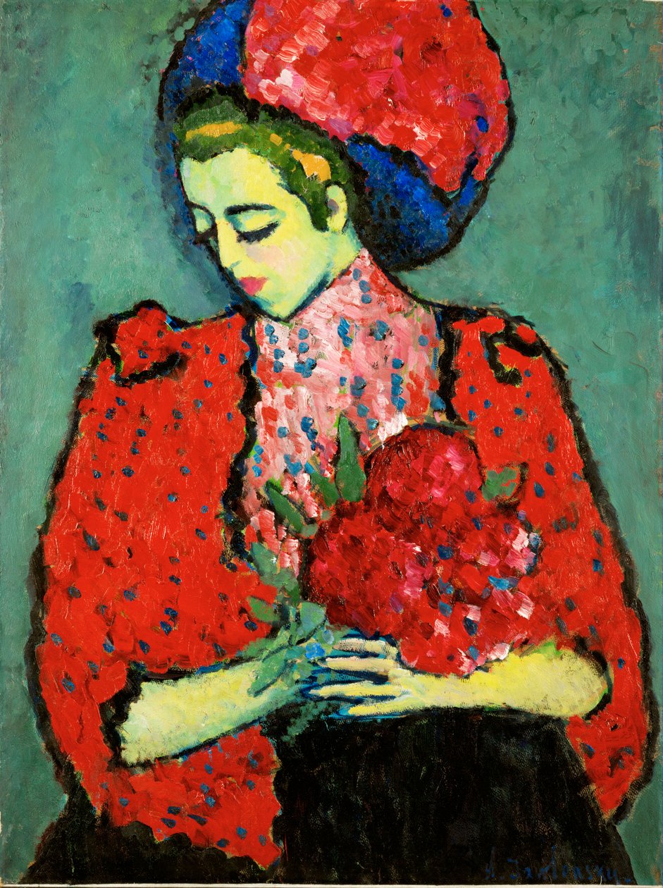 Girl with Peonies by Alexej von Jawlensky