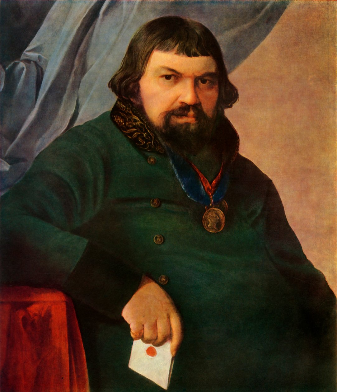 Portrait of Obrazstsov, a Merchant from Rshev by Alexey Venetsianov