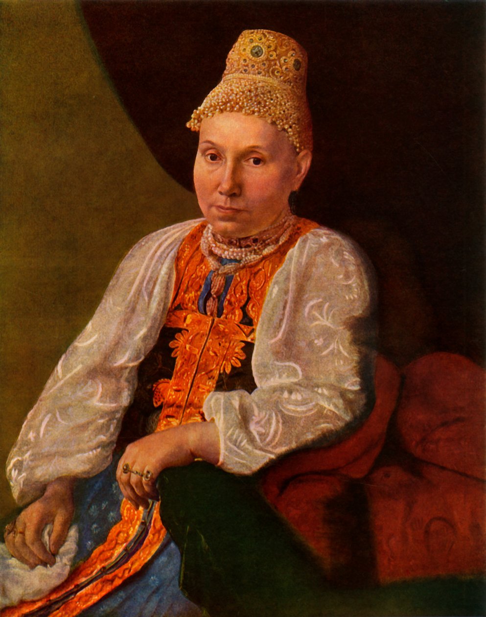 Portrait of the Wife of Obraztsov, the Merchant from Rshev, 1830s by Alexey Venetsianov