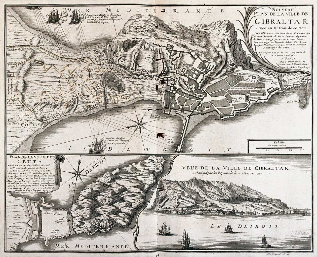 Gibraltar and Ceuta, Spain by Alexis Hubert Jaillot