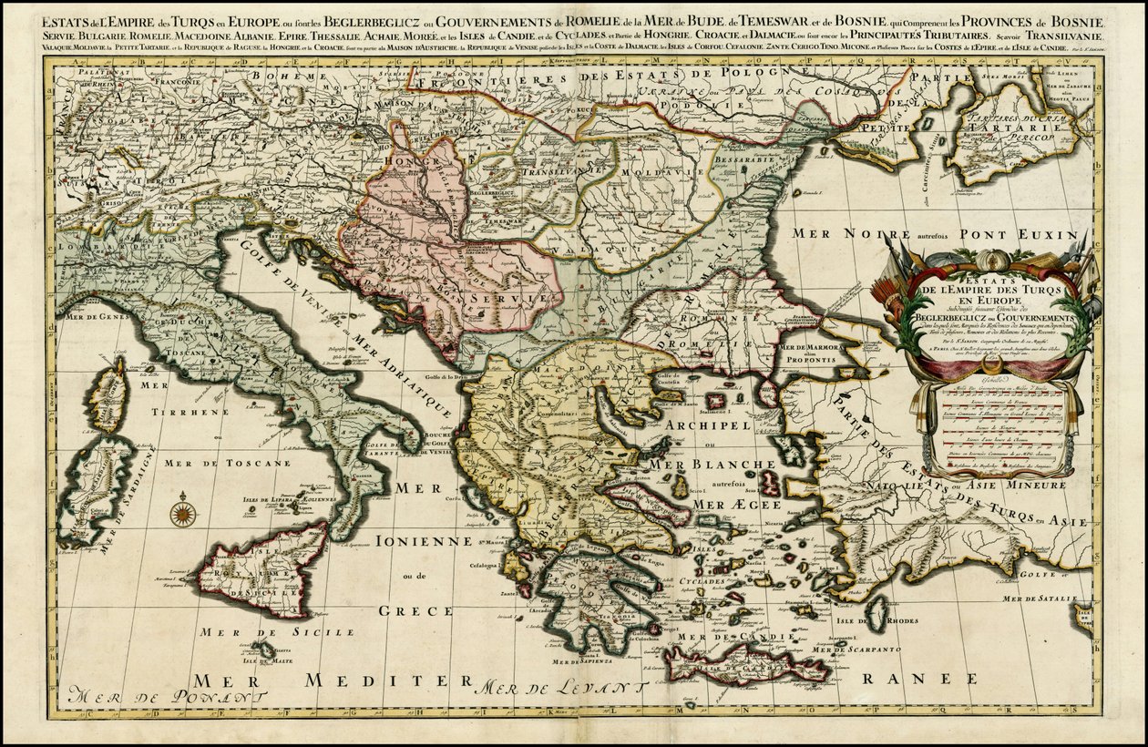 1692 Map of the Turkish Empire in Europe by Alexis Hubert Jaillot