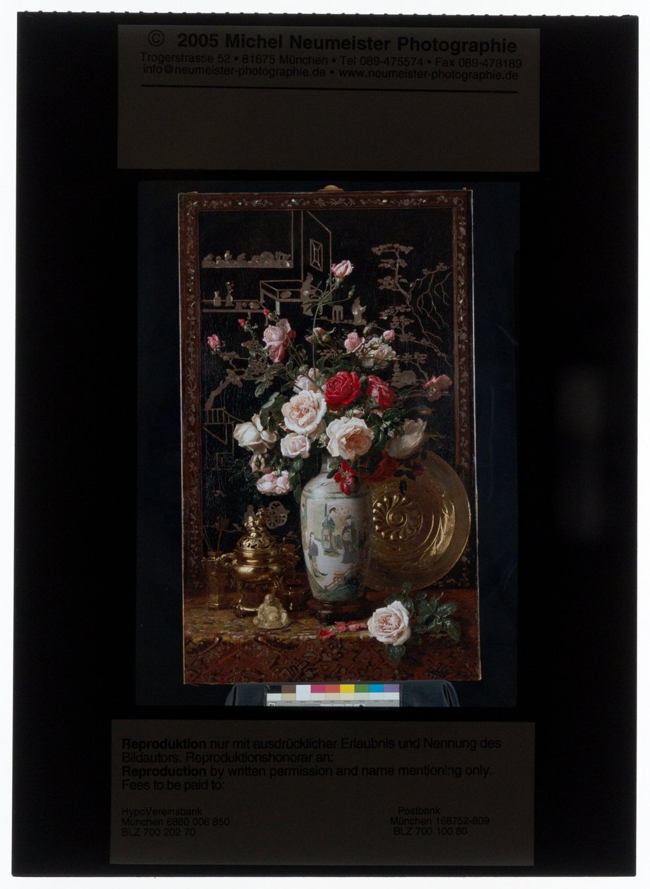 Rose Bouquet in Chinese Rouleau Vase by Alexis Kreyder