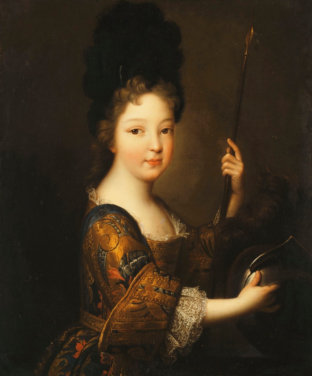 Portrait of a Girl, half-length, as Minerva by Alexis Simon Belle