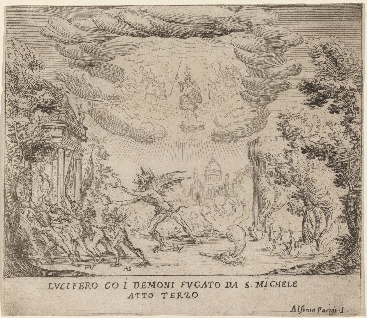 Lucifer and Demons Fleeing Saint Michael by Alfonso Parigi II