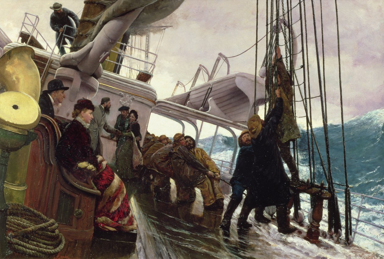 Binding Sail After a Gale by Alfred Edward Emslie