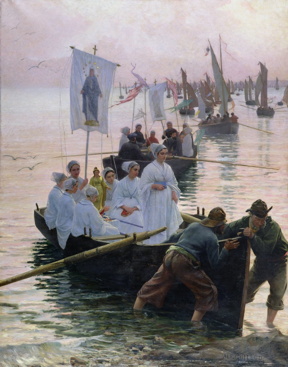 The Arrival of the Procession of St. Anne from Fouesnant to Concarneau, 1887 by Alfred Guillou