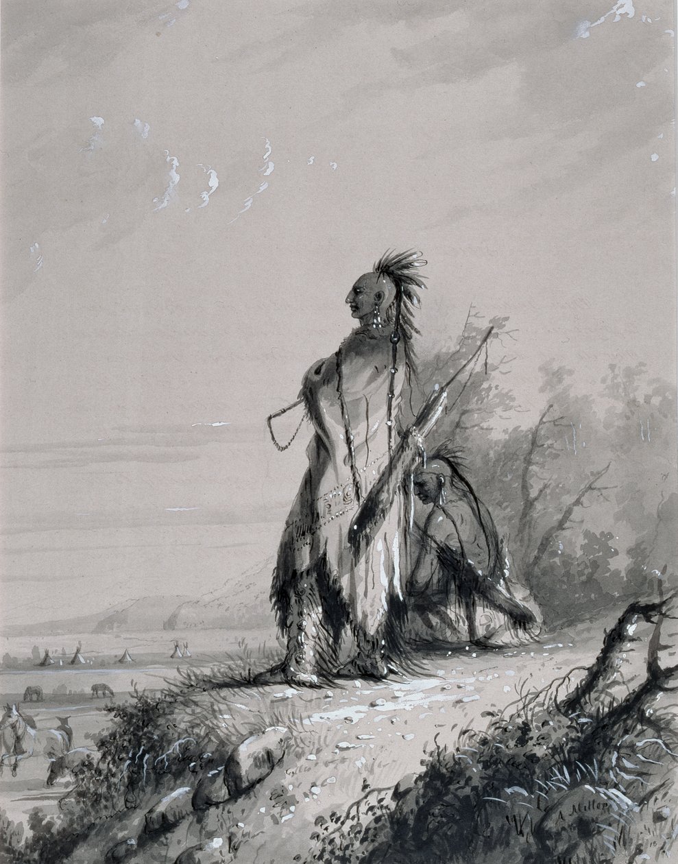 Sioux Indian Guard by Alfred Jacob Miller