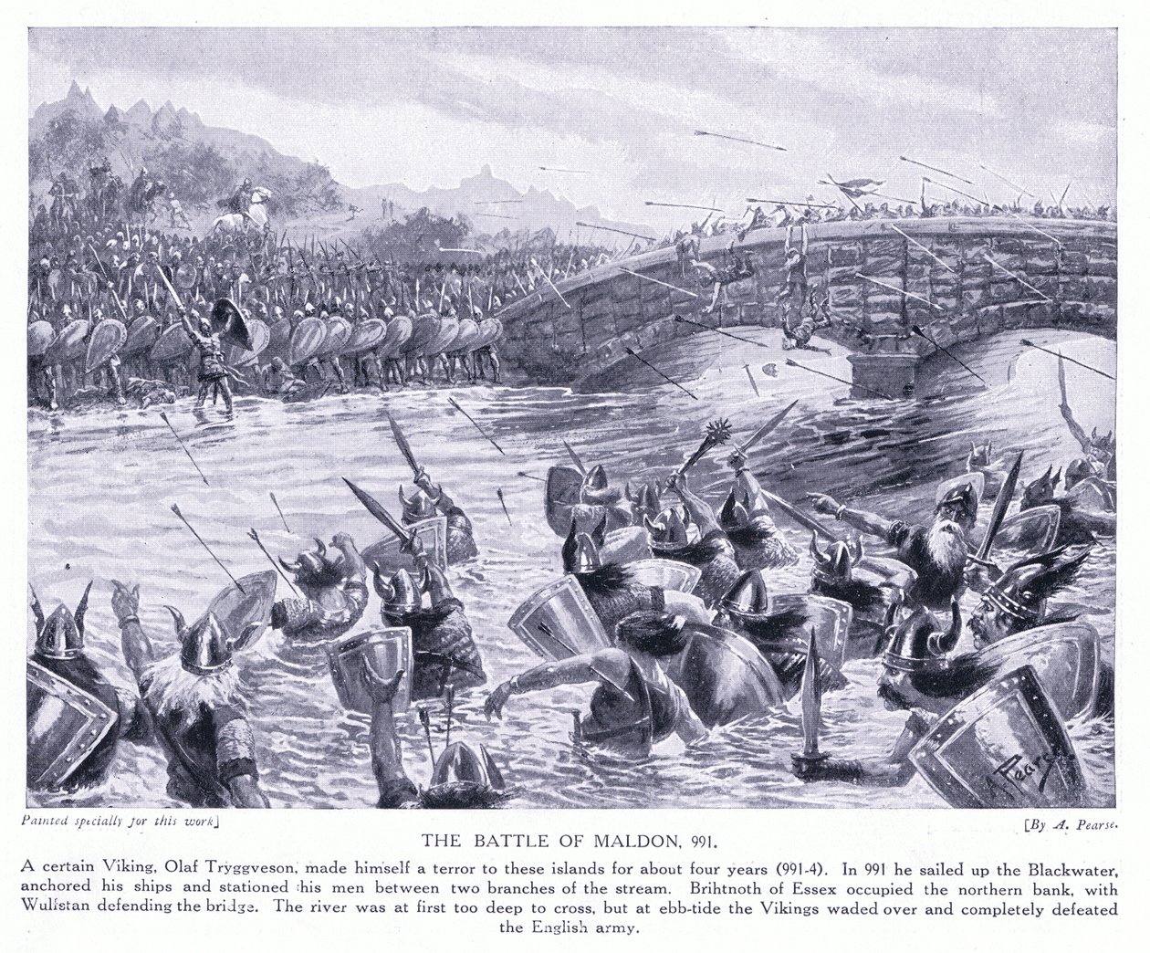 The Battle of Malden AD991, 1920s by Alfred Pearse