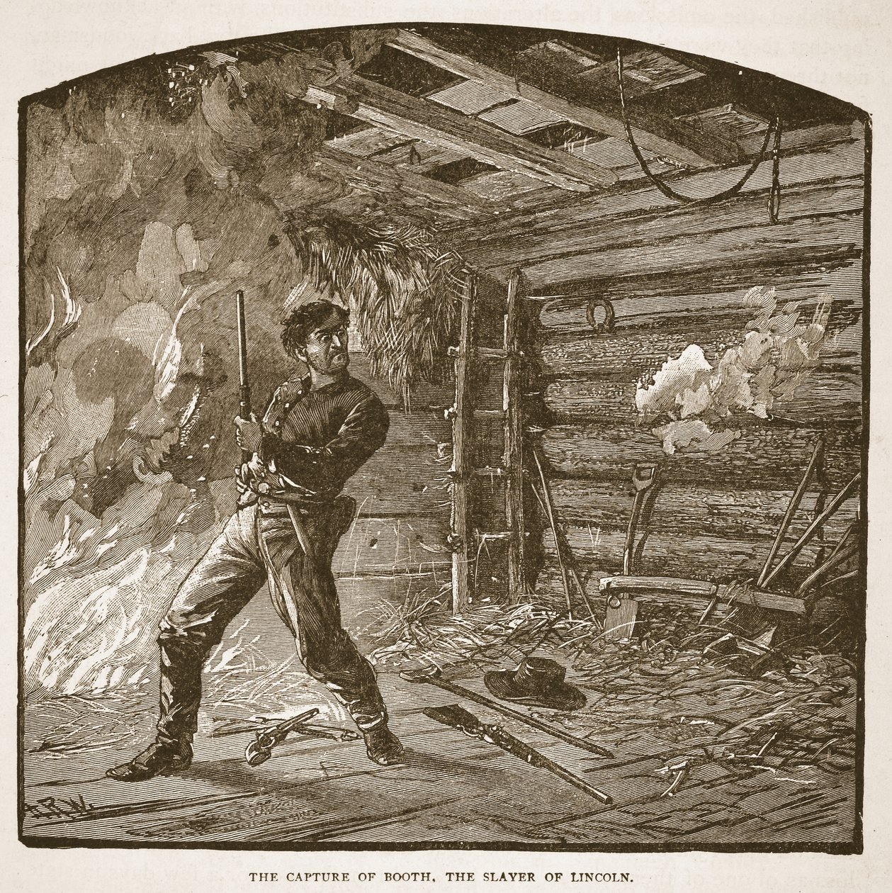 The Capture of Booth, the Slayer of Lincoln, from a Book Published 1896 by Alfred Rudolph Waud