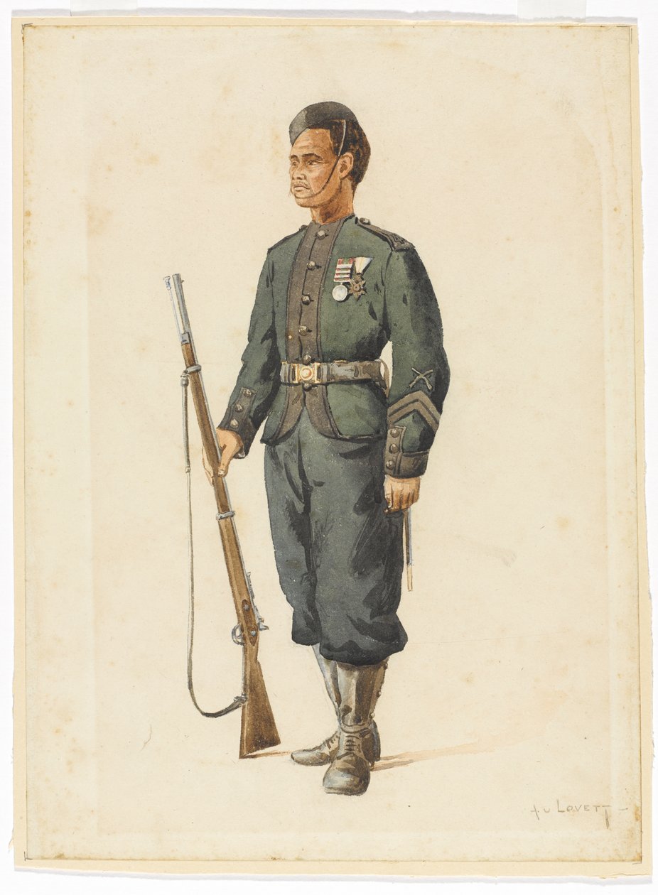Rifleman of the 4th Gurkha Regiment in drill order by Alfred Crowdy Lovett