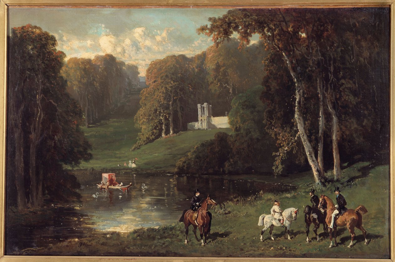 Horsemen and Amazons on the Shores of a Lake by Alfred Dedreux