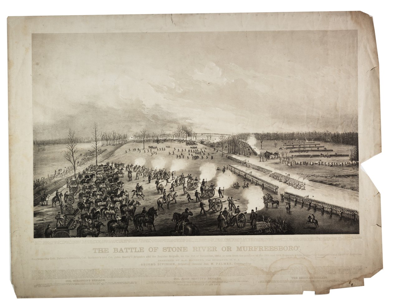 The Battle for Stone River or Murfreesboro, 1863 by Alfred E. Mathews