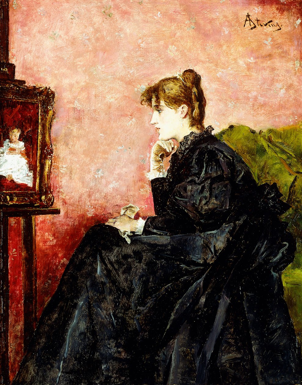 Lady in Black by Alfred Emile Stevens