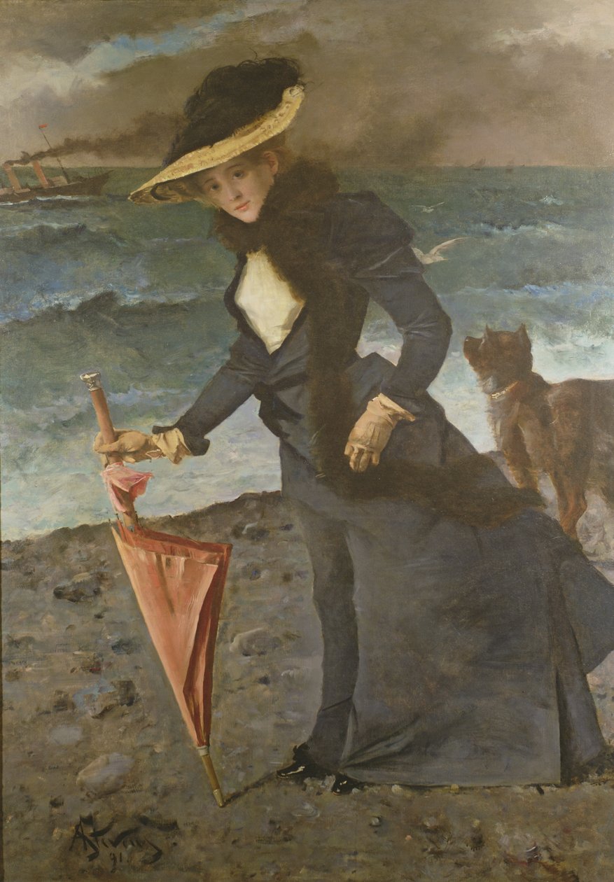 On The Sea Shore by Alfred Emile Stevens