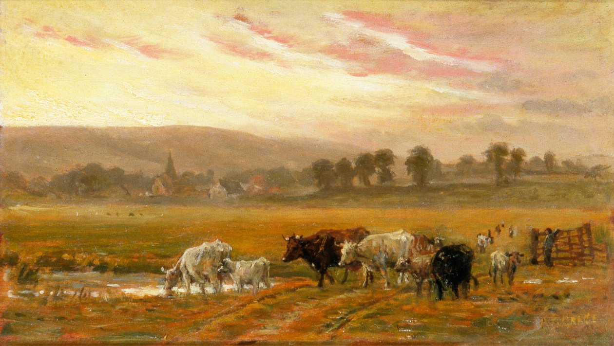 Sunset near Amberley by Alfred Fitzwalter Grace