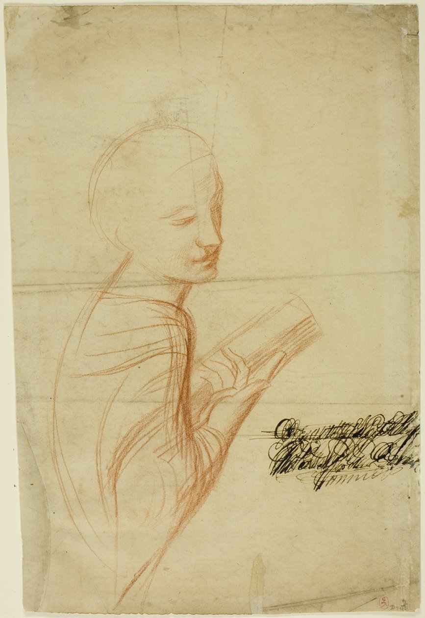 Woman with Book (recto); Sketches of Male Figure (verso) by Alfred George Stevens