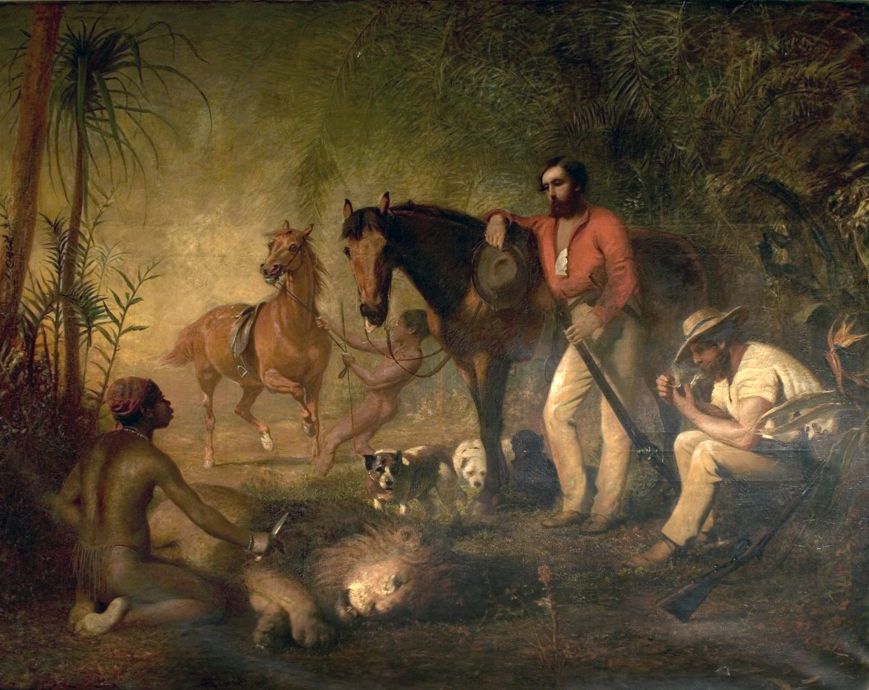 After the Lion Hunt by Alfred Hichens Corbould
