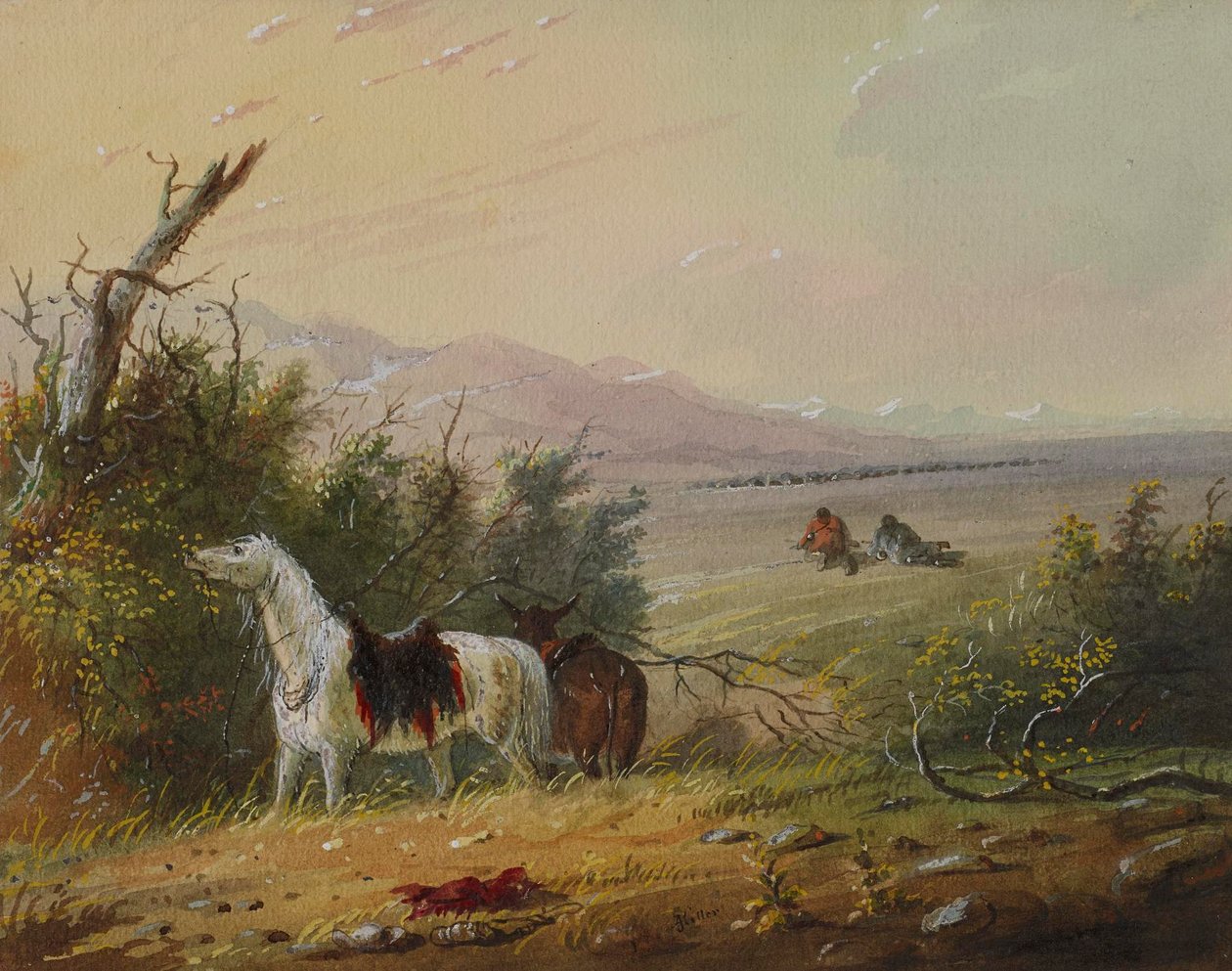 Approaching Buffalo by Alfred Jacob Miller