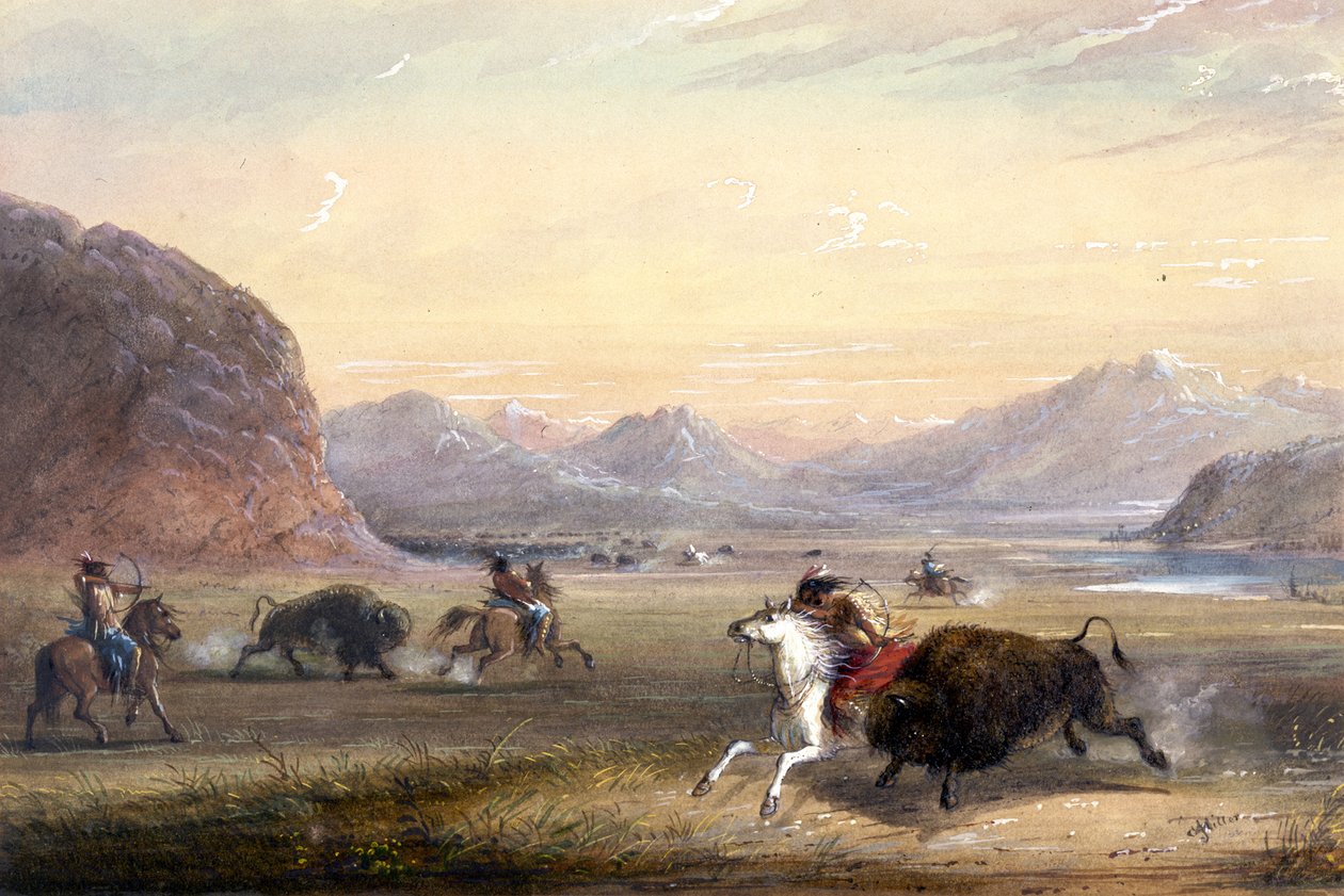 Buffalo Hunting, Near Independence Rock by Alfred Jacob Miller