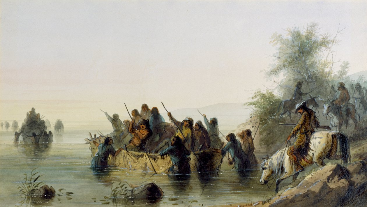 Bull Boating by Alfred Jacob Miller