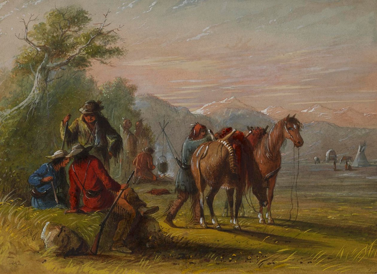 Camp Receiving a Supply of Meat by Alfred Jacob Miller