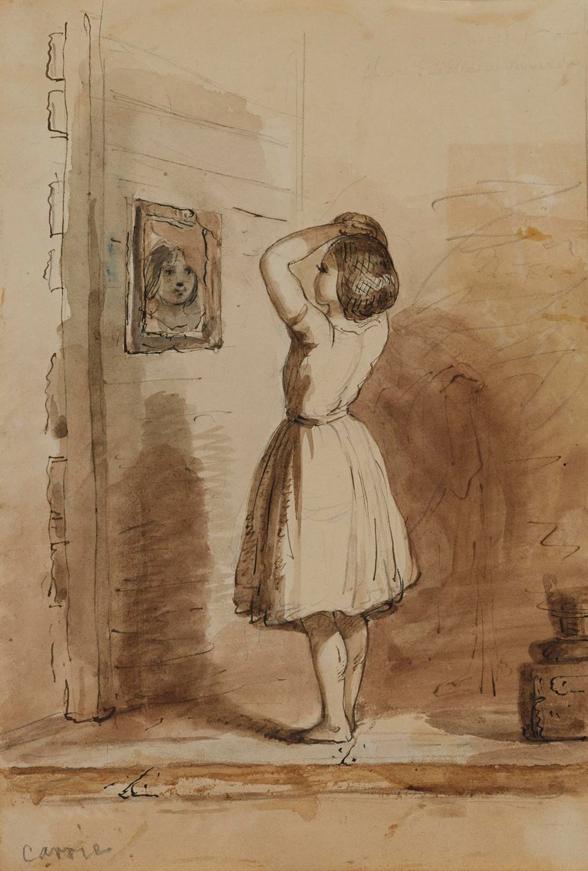 Carrie. Toilet at the Broken Mirror by Alfred Jacob Miller