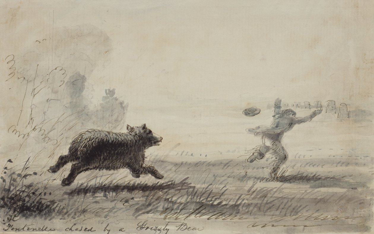 Fontenelle Chased by a Grizzly Bear by Alfred Jacob Miller