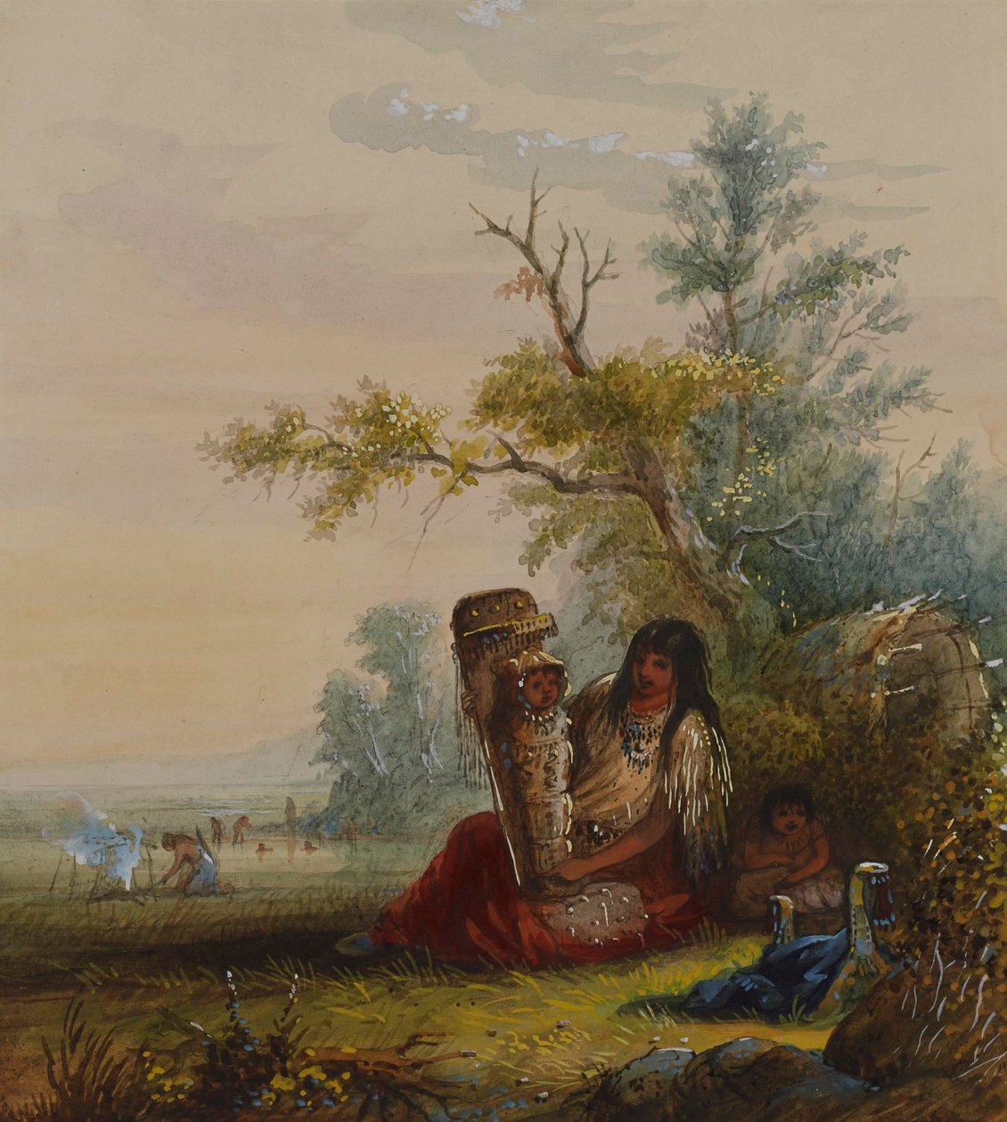 Group of Indian Mother and Children by Alfred Jacob Miller
