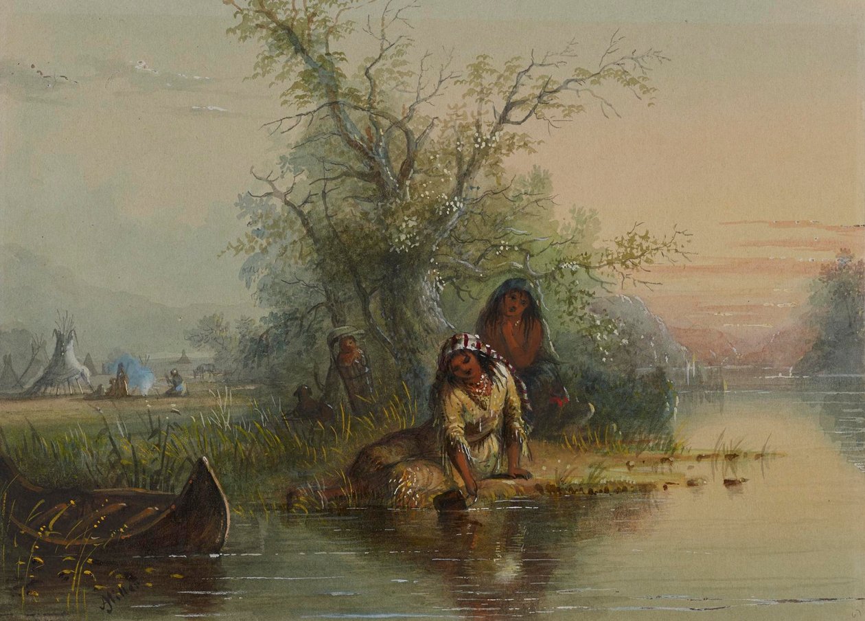 Indian Encampment on the Eau Sucre River by Alfred Jacob Miller