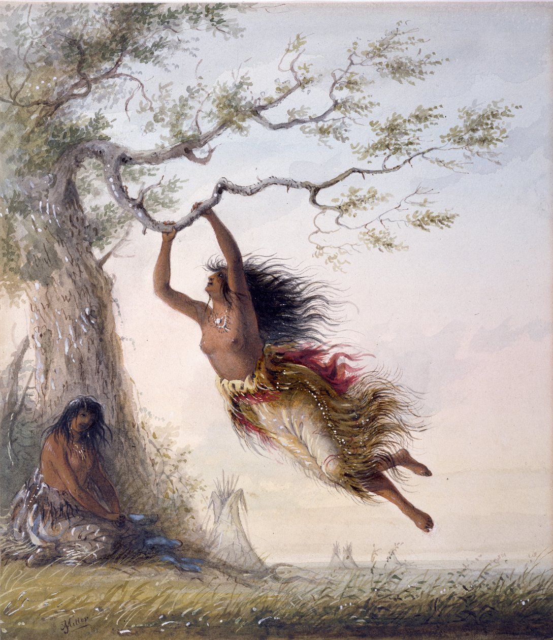 Indian Girls, Swinging by Alfred Jacob Miller