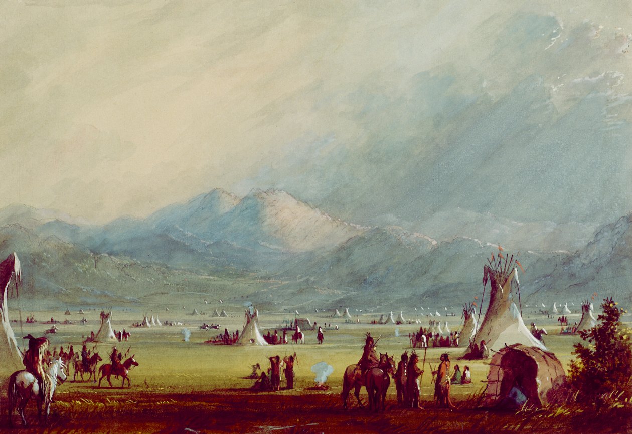 Large Encampment Near the Cut Rocks by Alfred Jacob Miller