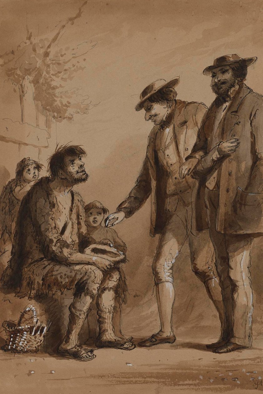 Pat, Here is a Shilling! by Alfred Jacob Miller