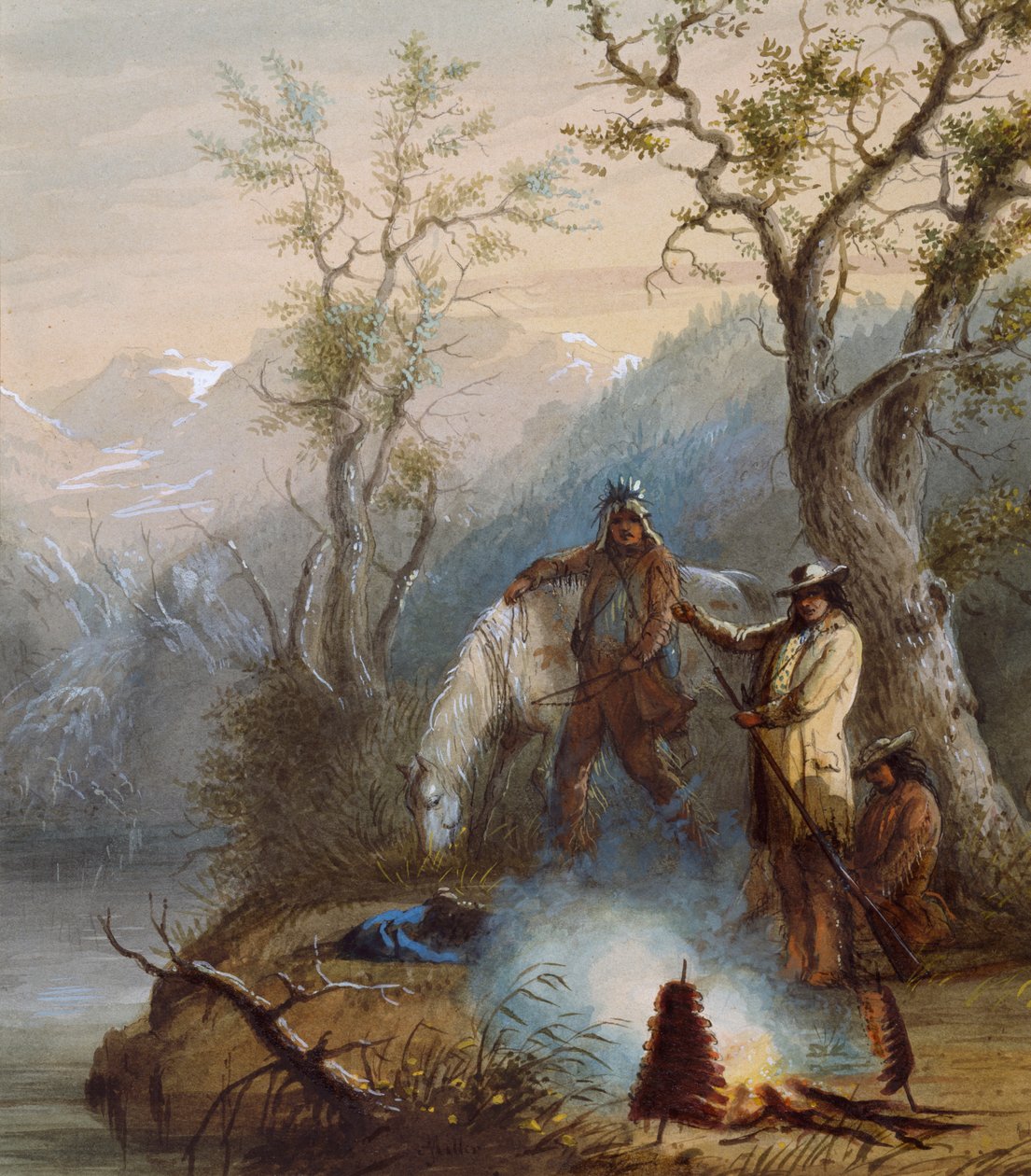 Roasting the Hump Rib by Alfred Jacob Miller