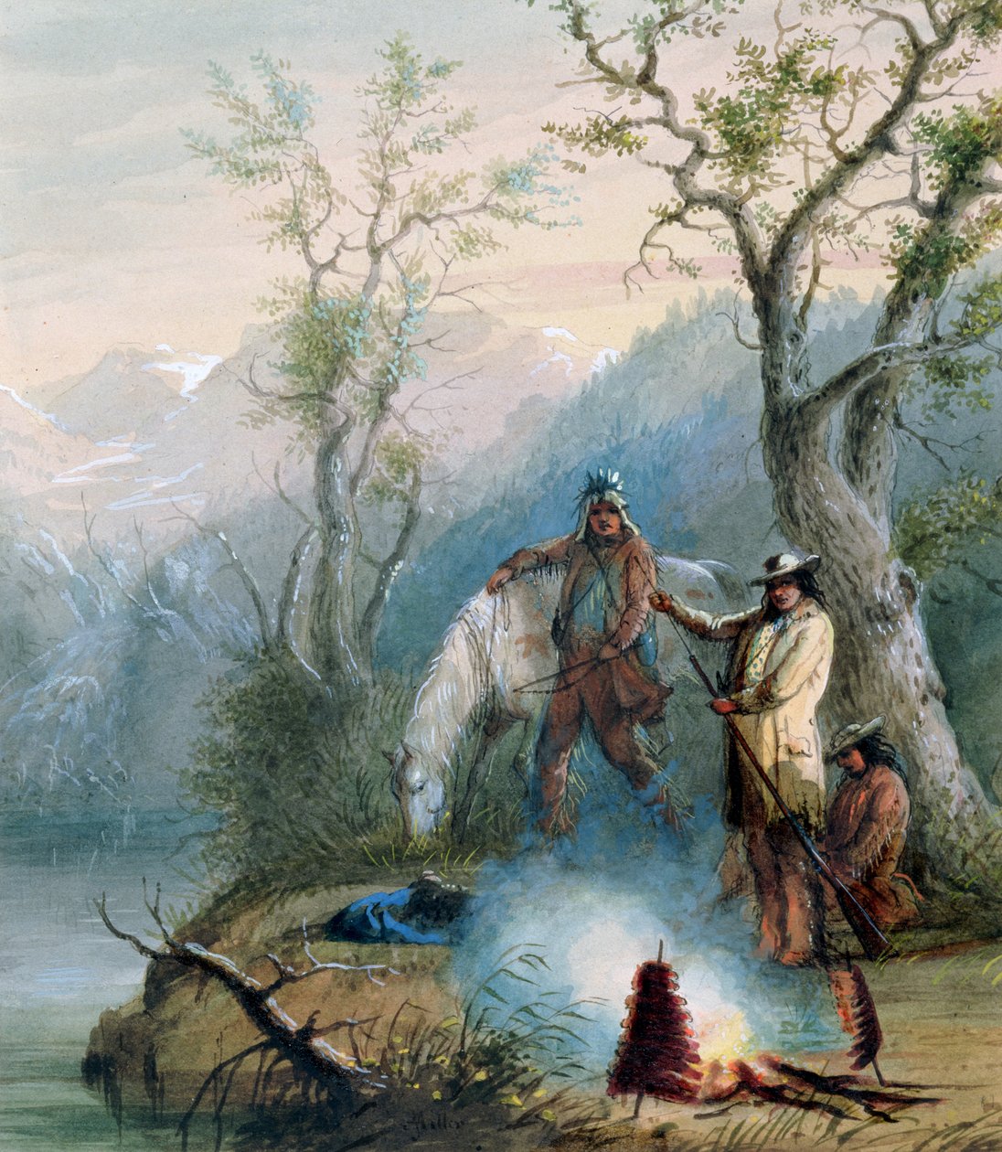 Roasting the Hump Rib, 1837 by Alfred Jacob Miller